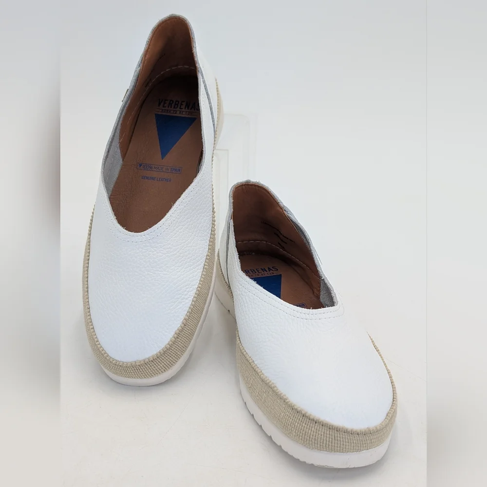 Verbenas Noelia Women Sz 10 Made in Spain Espadrilles White Leather
